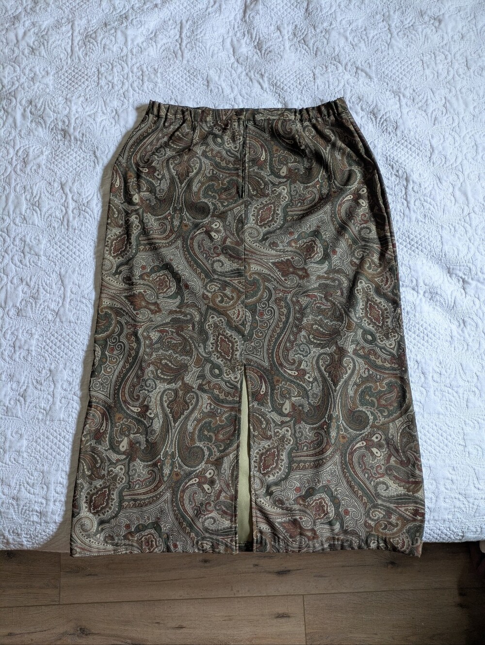 Coldwater Creek Olive Paisley Midi Skirt - Picture 3 of 4